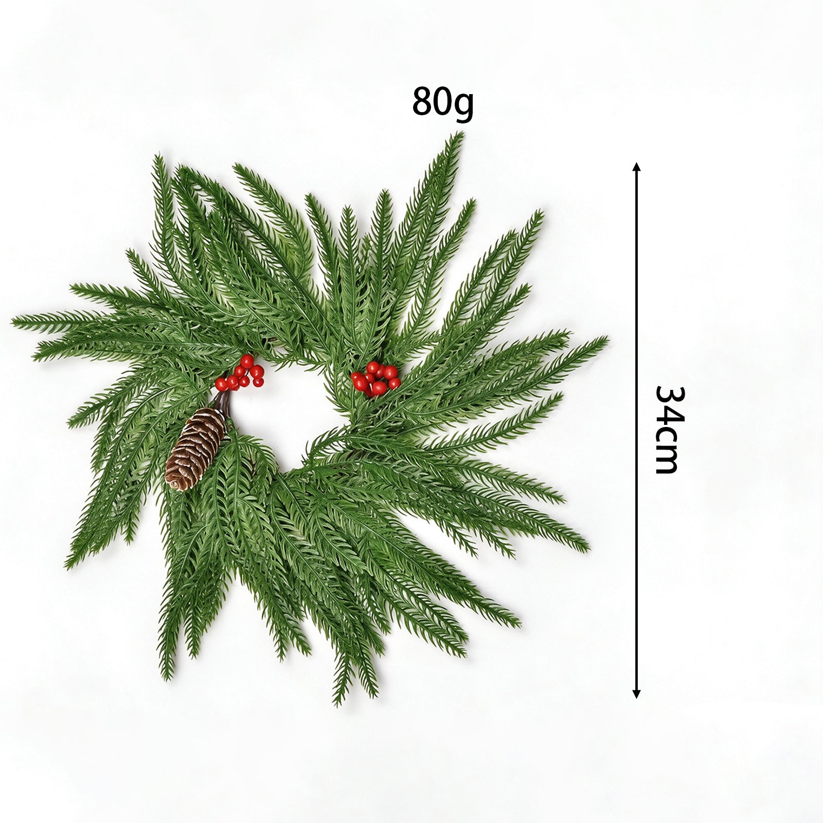 Weihnachtskranz mit Kerzenhalter, 2-farbiger Nordmanntanne-Kunststoff, 30 cm Durchmesser, realistische Optik, für Hochzeiten, Dekoration, Innenbereich