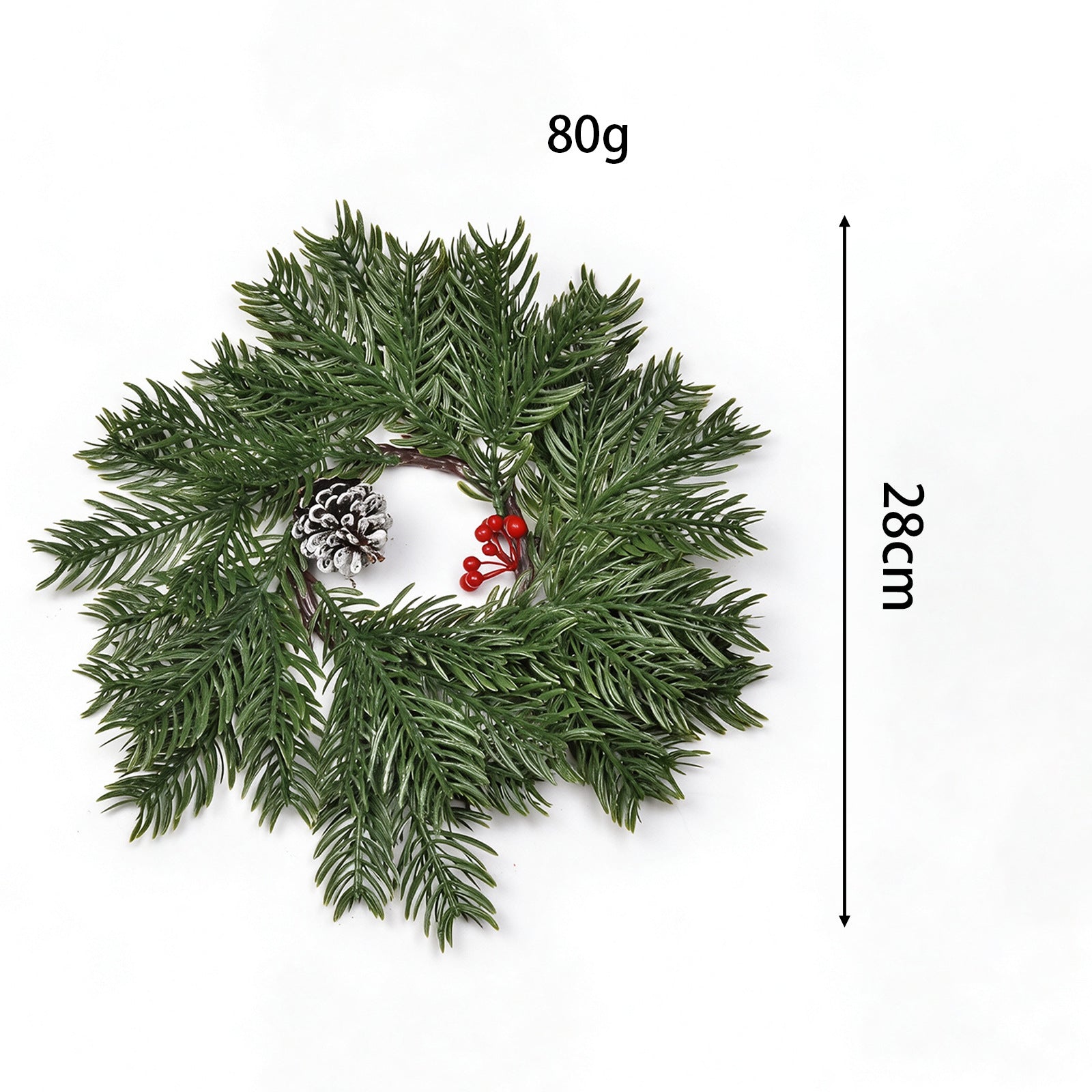Weihnachtskranz mit Kerzenhalter, 2-farbiger Nordmanntanne-Kunststoff, 30 cm Durchmesser, realistische Optik, für Hochzeiten, Dekoration, Innenbereich