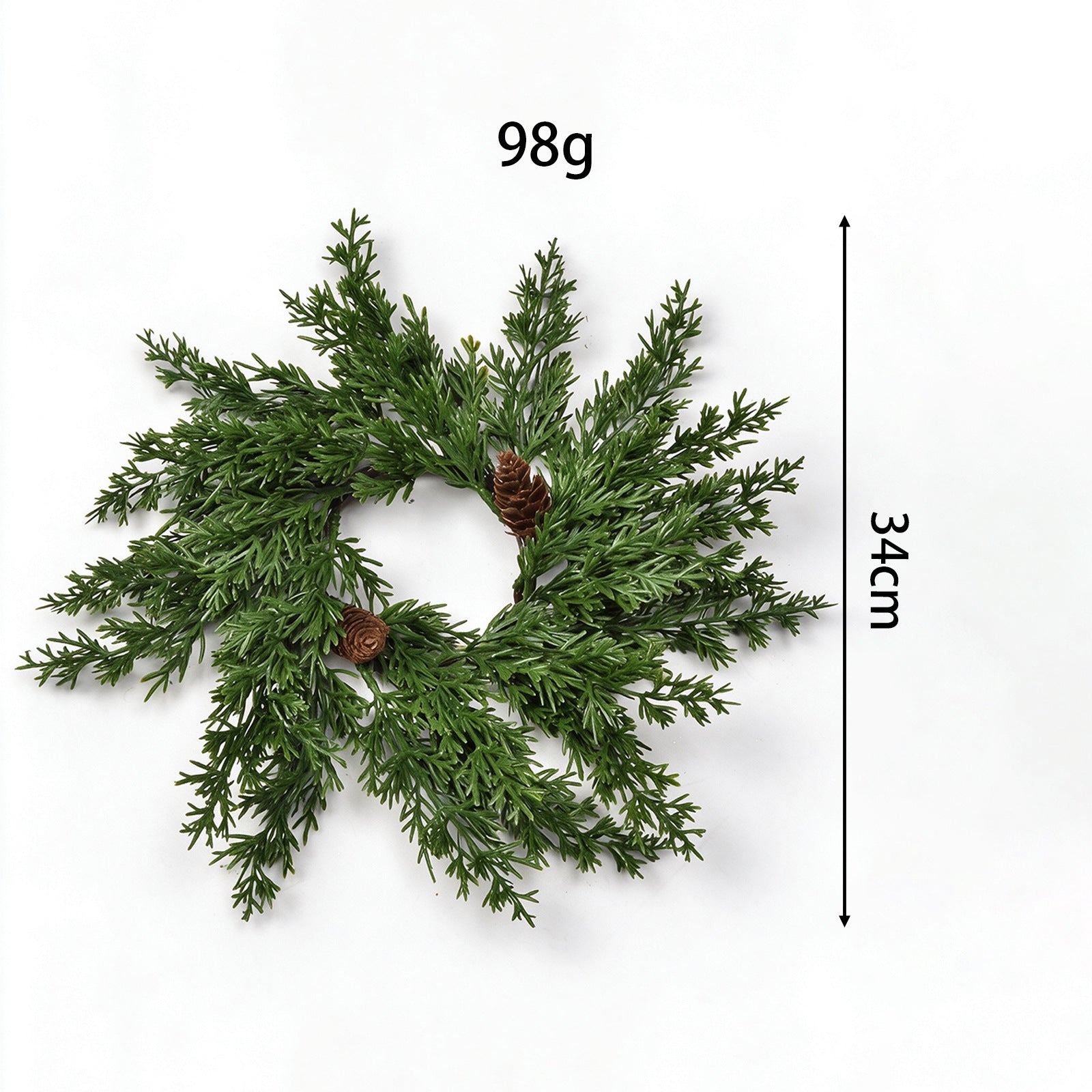 Weihnachtskranz mit Kerzenhalter, 2-farbiger Nordmanntanne-Kunststoff, 30 cm Durchmesser, realistische Optik, für Hochzeiten, Dekoration, Innenbereich
