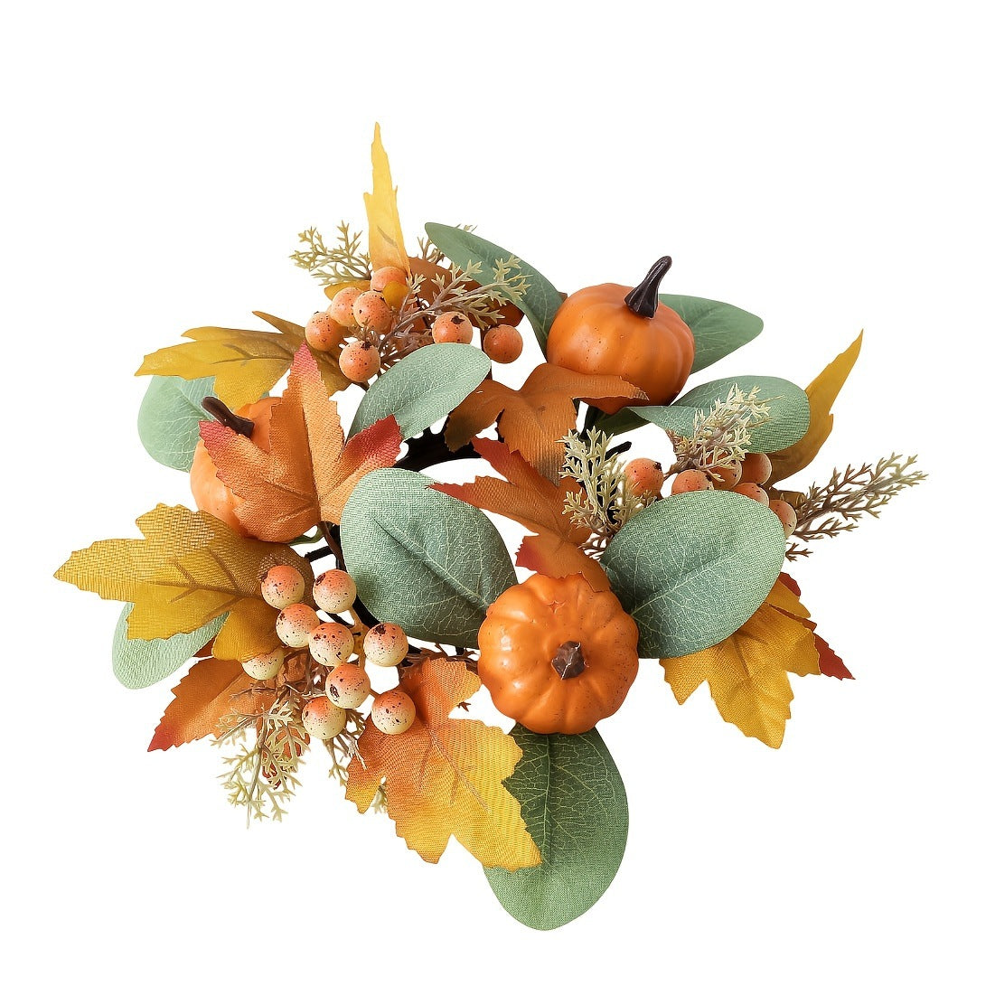 Kunststoff-Floral-Kranz mit Ahornblättern und roten Beeren, 25 cm Durchmesser, realistische Tischdekoration für Hochzeiten, Beerdigungen, saisonale Dekoration