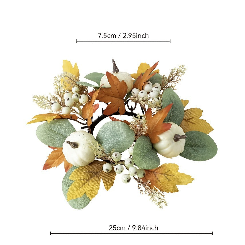 Kunststoff-Floral-Kranz mit Ahornblättern und roten Beeren, 25 cm Durchmesser, realistische Tischdekoration für Hochzeiten, Beerdigungen, saisonale Dekoration
