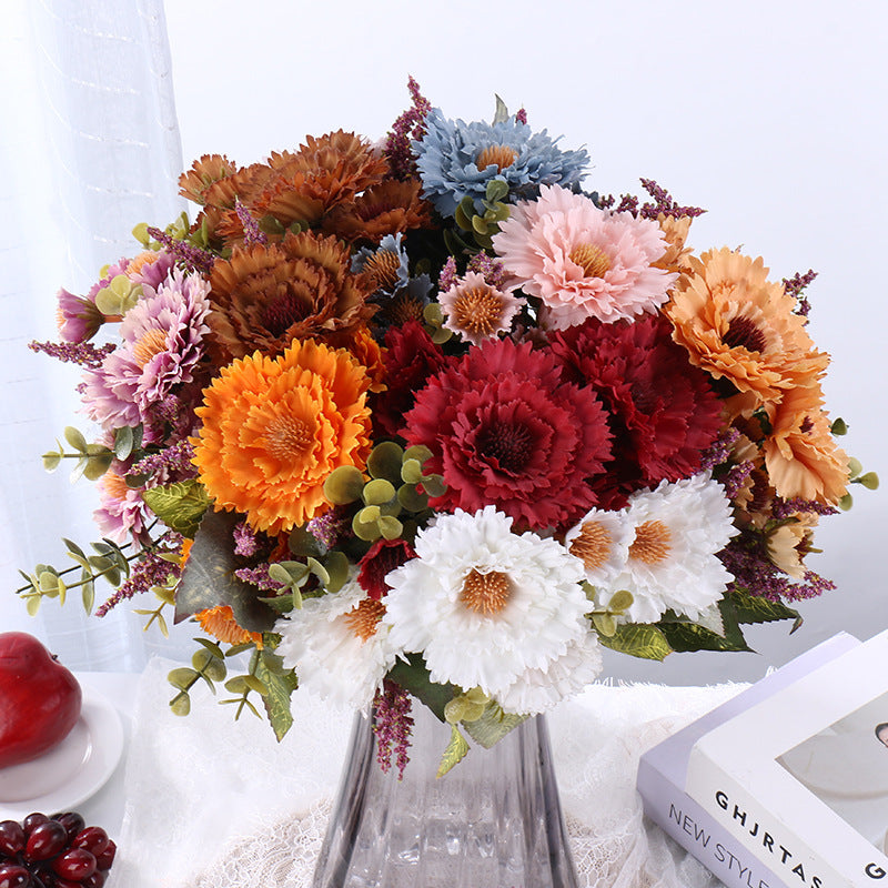 Künstliche Ballchrysantheme, 30 cm, Seidenblume, Hochzeitsdekoration, Wohnaccessoire, realistische Optik, für Vasen und Brautsträuße