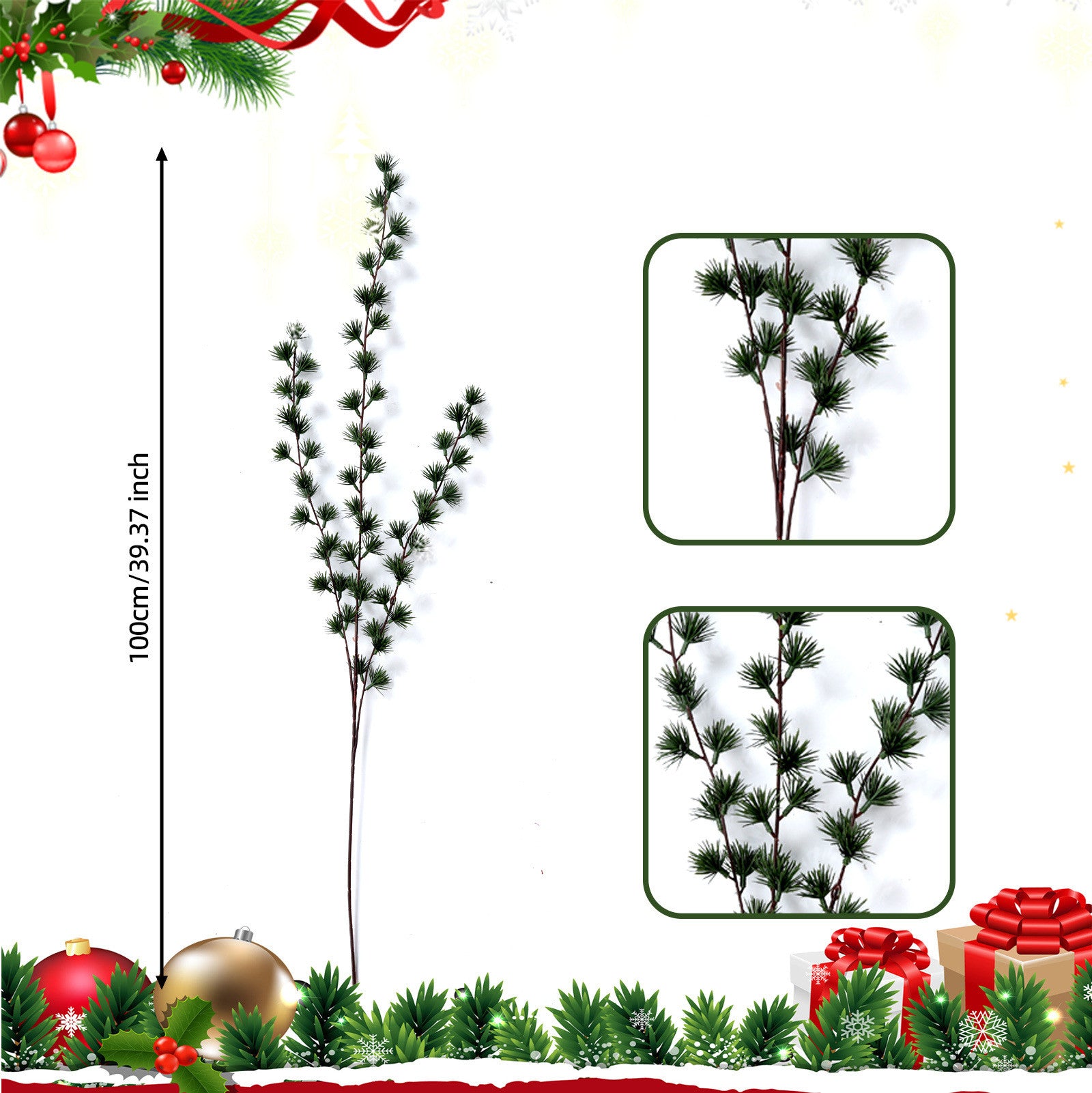 Künstlicher Weihnachtsbaum-Zweig, 73 cm, Kunststoff, realistisch, ideal für Festdekoration, Heimdekoration, Hochzeiten, Cafés