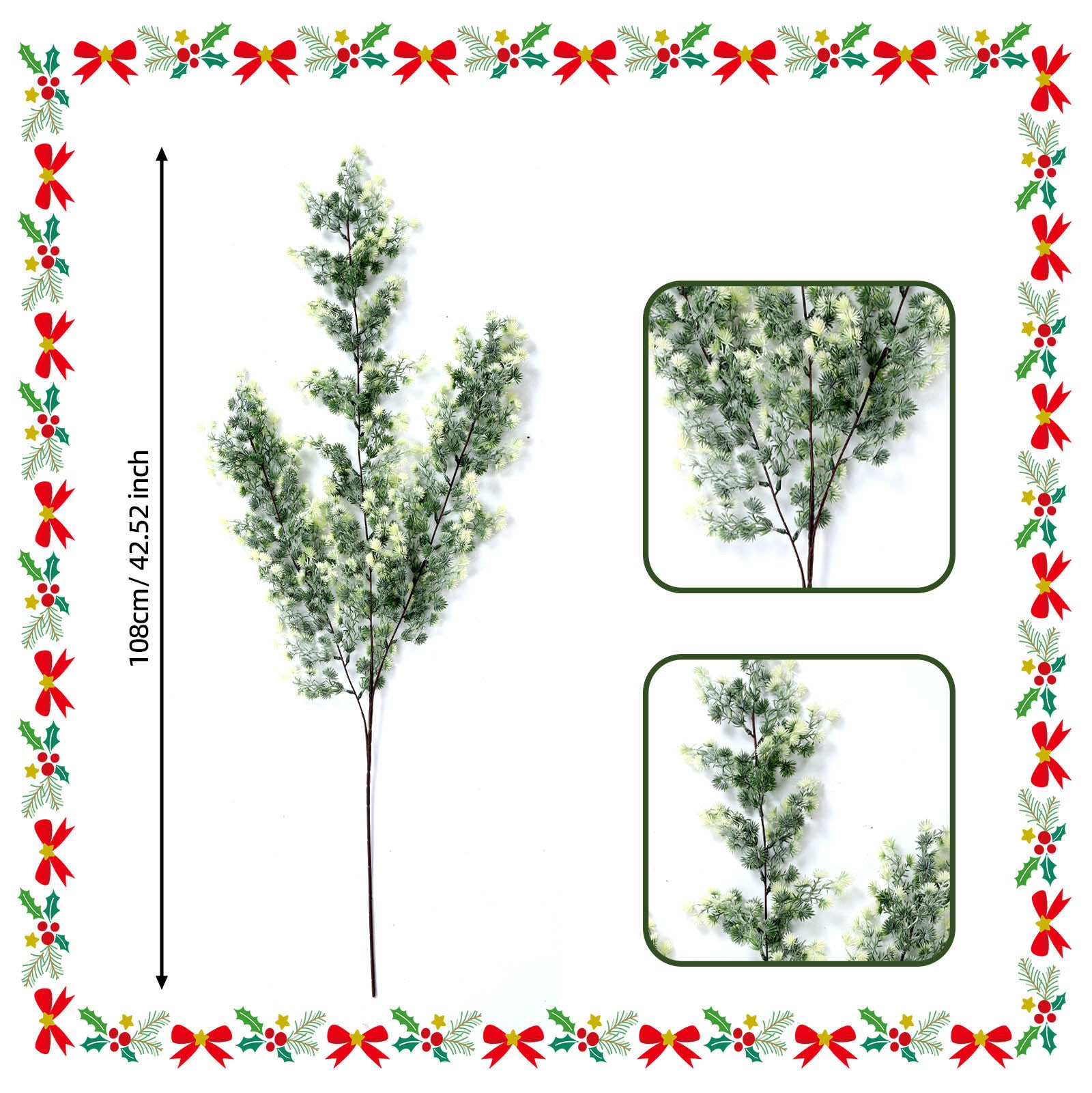 Künstliche Tannenzweige 73 cm, Weihnachtsdekoration, Realistische Kunststoffzweige für Hochzeiten, Floristik, Festdekoration, Innenraum