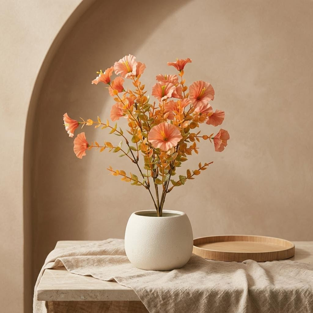 Künstliche Seidenblumen, 12 cm lang, Eukalyptus mit Morgenröte, für Hochzeiten, Wohnkultur, Cottagecore-Dekoration, realistische Blumenarrangements