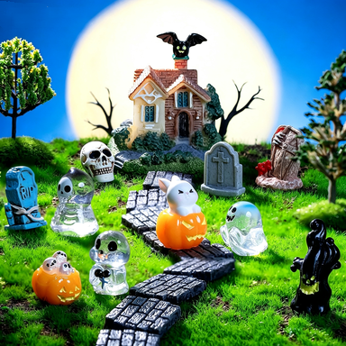Halloween-Dekoration Wasserball-Set, 15 Stück, Kunstharz, Geister, Kürbisse, Skelette, 3er-Pack, für Hochzeiten, Geschäfte, Zuhause
