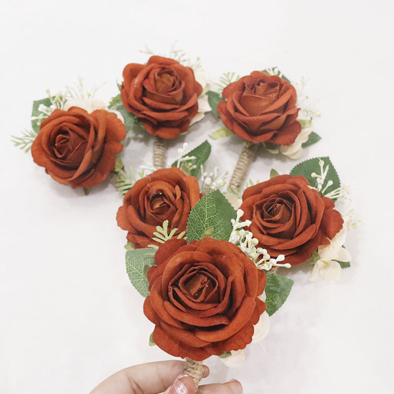 Künstliche Seidenrose in Rostorange, 12 cm, realistische Blume für Hochzeiten, Festdekoration, Brautsträuße, Floristikbedarf