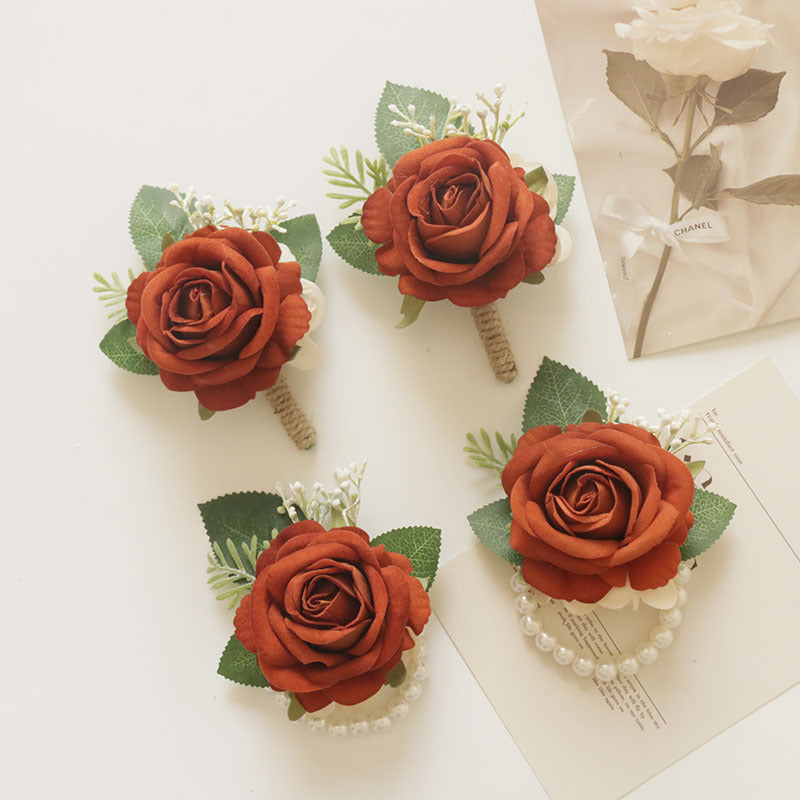 Künstliche Seidenrose in Rostorange, 12 cm, realistische Blume für Hochzeiten, Festdekoration, Brautsträuße, Floristikbedarf