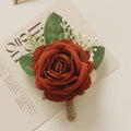 Künstliche Seidenrose in Rostorange, 12 cm, realistische Blume für Hochzeiten, Festdekoration, Brautsträuße, Floristikbedarf