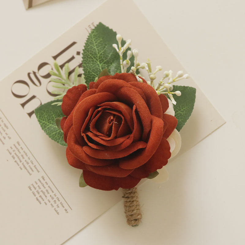 Künstliche Seidenrose in Rostorange, 12 cm, realistische Blume für Hochzeiten, Festdekoration, Brautsträuße, Floristikbedarf