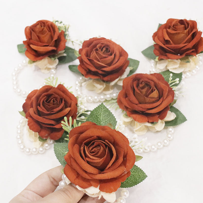 Künstliche Seidenrose in Rostorange, 12 cm, realistische Blume für Hochzeiten, Festdekoration, Brautsträuße, Floristikbedarf