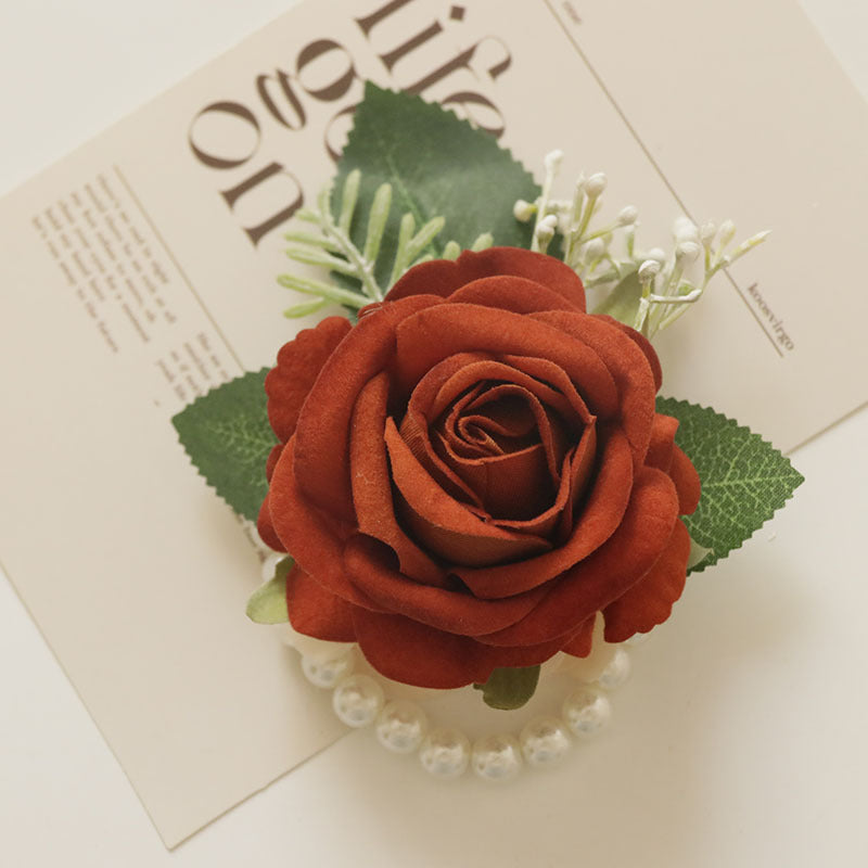 Künstliche Seidenrose in Rostorange, 12 cm, realistische Blume für Hochzeiten, Festdekoration, Brautsträuße, Floristikbedarf