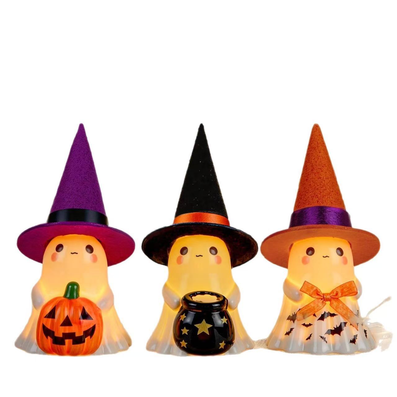 Halloween Leuchtgeist-Deko, 13 cm hoch, 6,8 cm breit, Kunststoff, für Garten, Terrasse, Innen- und Außendekoration