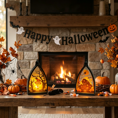 Halloween-Deko Kürbis, Geisterhaus, Skelett, 9,5 x 5 x 16 cm, realistische Kunststoff-Dekoration für Innen & Außen, Grusel-Deko für Partys, Geschäfte, Events