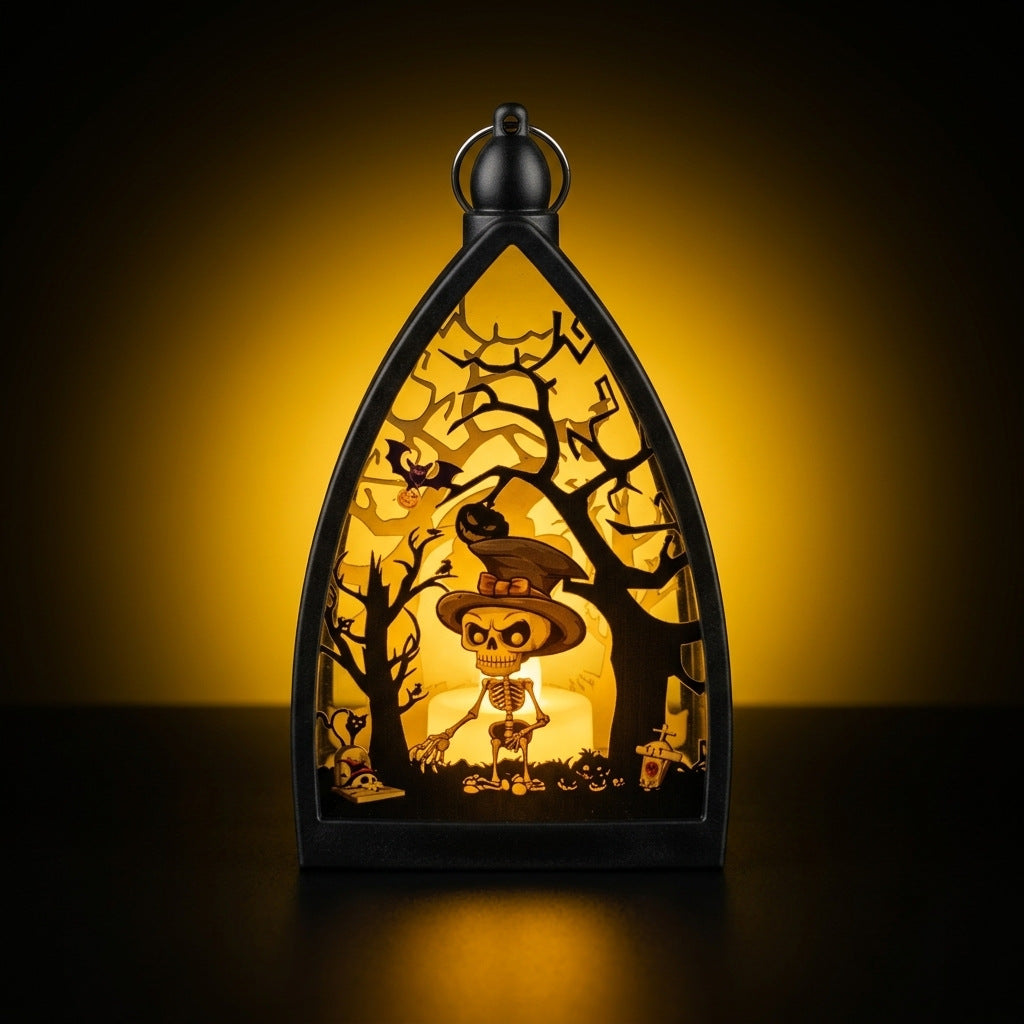 Halloween-Deko Kürbis, Geisterhaus, Skelett, 9,5 x 5 x 16 cm, realistische Kunststoff-Dekoration für Innen & Außen, Grusel-Deko für Partys, Geschäfte, Events