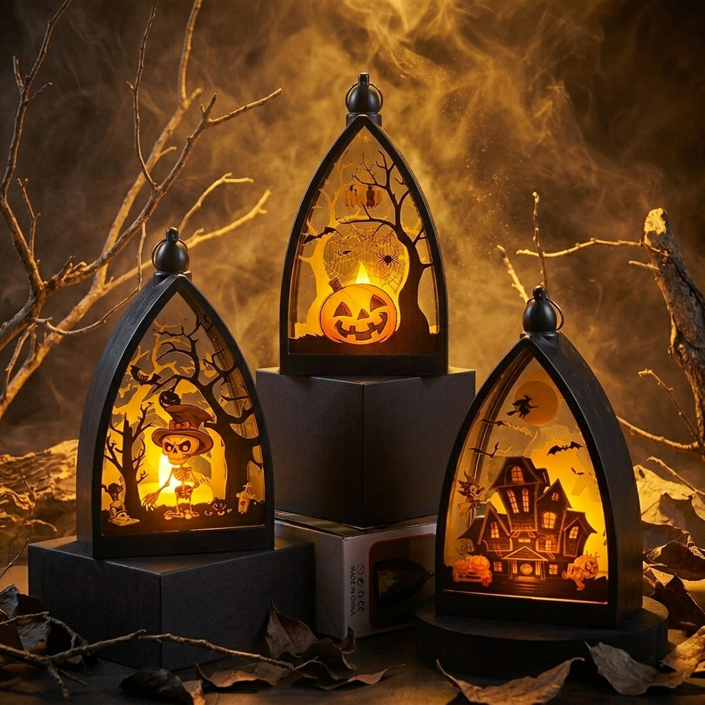 Halloween-Deko Kürbis, Geisterhaus, Skelett, 9,5 x 5 x 16 cm, realistische Kunststoff-Dekoration für Innen & Außen, Grusel-Deko für Partys, Geschäfte, Events