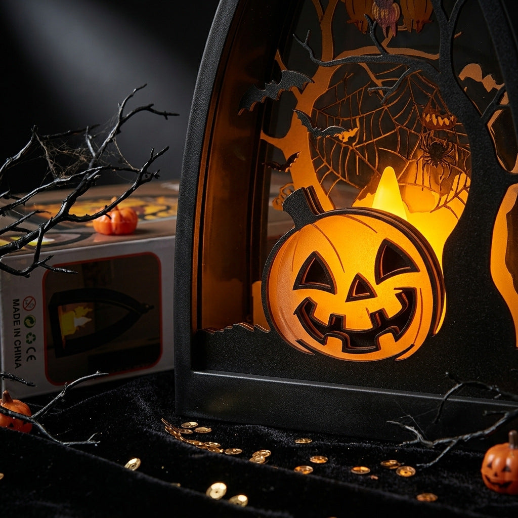 Halloween-Deko Kürbis, Geisterhaus, Skelett, 9,5 x 5 x 16 cm, realistische Kunststoff-Dekoration für Innen & Außen, Grusel-Deko für Partys, Geschäfte, Events