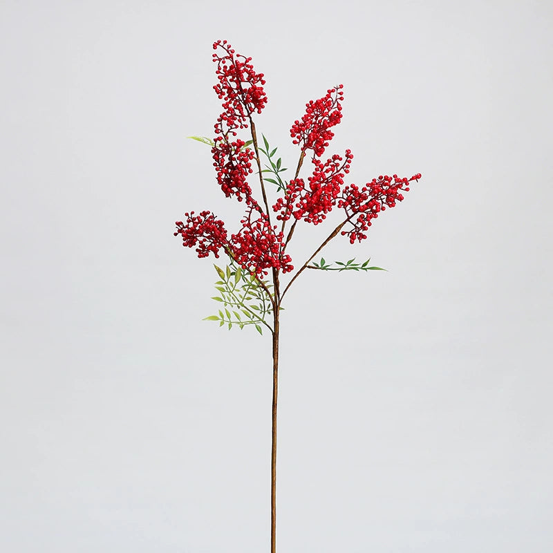 Künstliche Nandina-Blätter mit roten Beeren, 75 cm hoch, realistisch für Hochzeiten, Weihnachtsdekoration, Floristik, Innenraumgestaltung