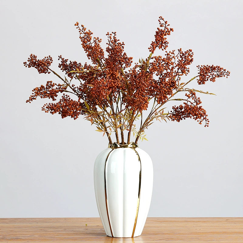 Künstliche Nandina-Blätter mit roten Beeren, 75 cm hoch, realistisch für Hochzeiten, Weihnachtsdekoration, Floristik, Innenraumgestaltung