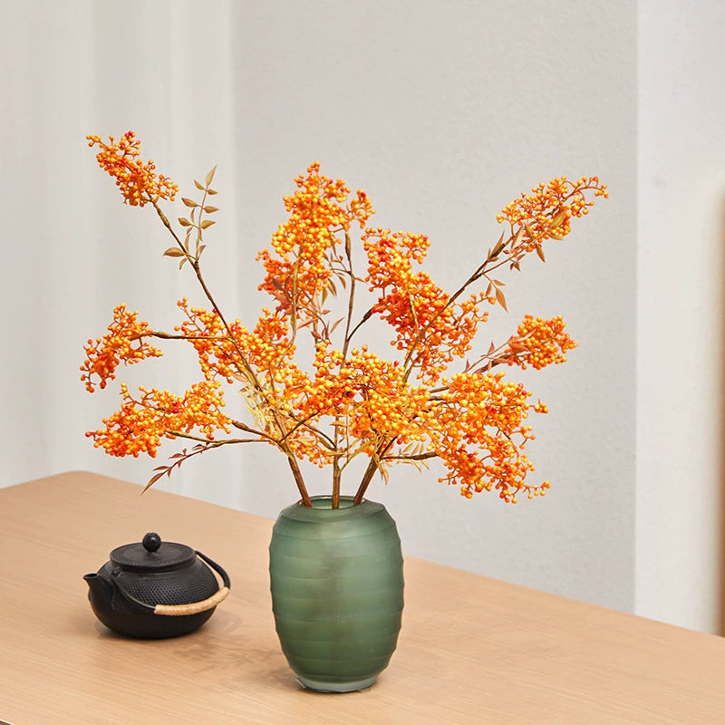 Künstliche Nandina-Blätter mit roten Beeren, 75 cm hoch, realistisch für Hochzeiten, Weihnachtsdekoration, Floristik, Innenraumgestaltung
