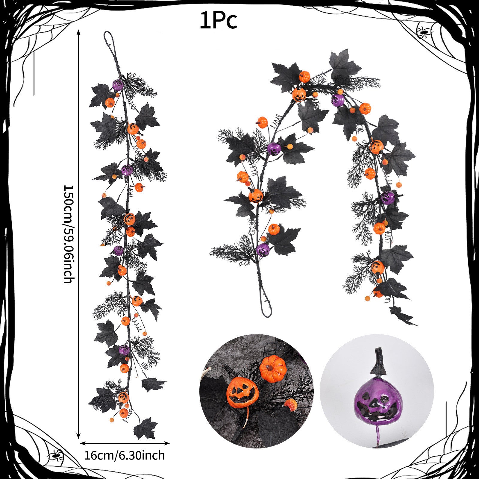 Künstliche Ahornblätter-Ranke, 150 cm, Real-Touch, Dekoration für Hochzeiten, Herbst, Halloween, Blumenarrangements, Innen- und Außendekoration