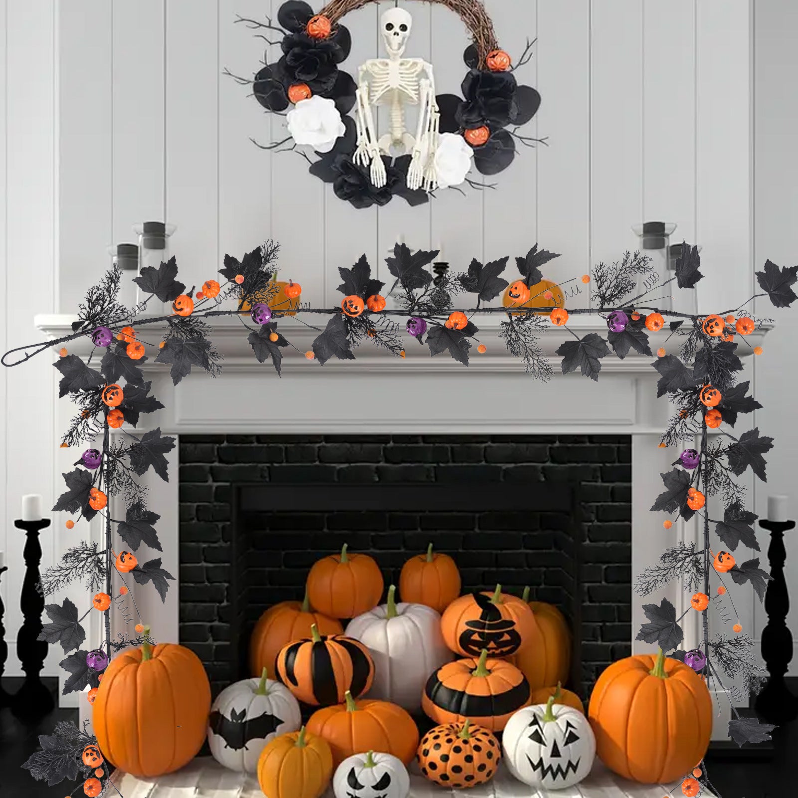 Künstliche Ahornblätter-Ranke, 150 cm, Real-Touch, Dekoration für Hochzeiten, Herbst, Halloween, Blumenarrangements, Innen- und Außendekoration