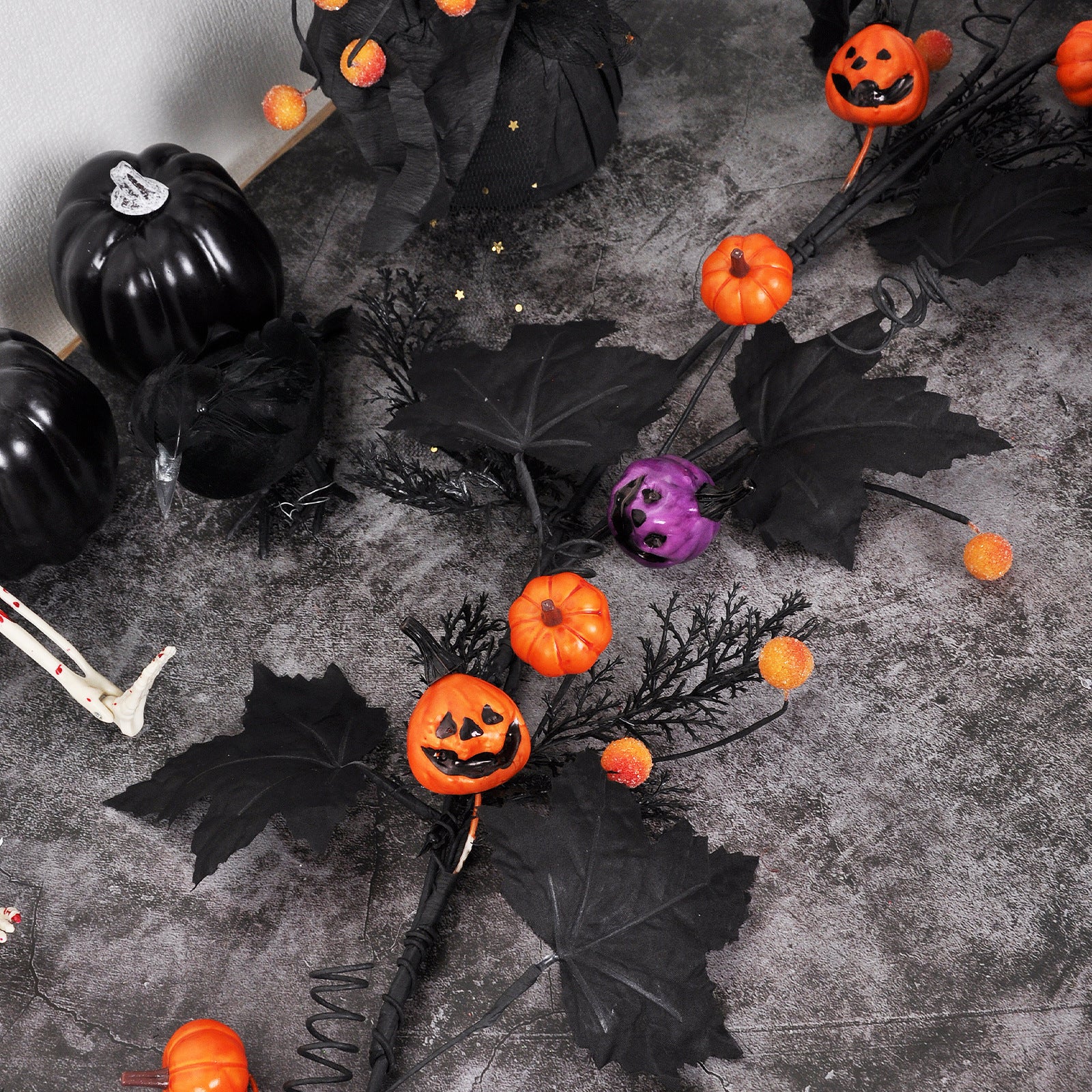 Künstliche Ahornblätter-Ranke, 150 cm, Real-Touch, Dekoration für Hochzeiten, Herbst, Halloween, Blumenarrangements, Innen- und Außendekoration