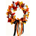 Halloween-Geisterkranz mit Schleife, 40 cm, künstliche Blumen, dekorativer Türschmuck für Feiertage, Partys, Dekoration