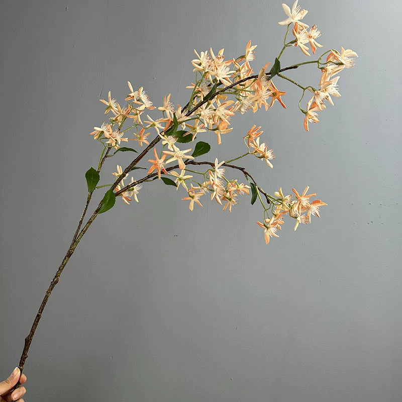 Künstliche Steckblume, 105 cm, Real-Touch-Latex, Jasmin, Hydrangea, Edelweiß, Weiß/Champagner, für Hochzeiten, Dekoration, Floristik, Innenraum