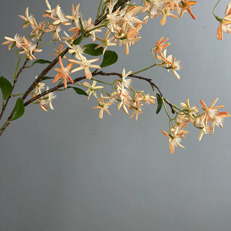 Künstliche Steckblume, 105 cm, Real-Touch-Latex, Jasmin, Hydrangea, Edelweiß, Weiß/Champagner, für Hochzeiten, Dekoration, Floristik, Innenraum