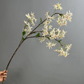 Künstliche Steckblume, 105 cm, Real-Touch-Latex, Jasmin, Hydrangea, Edelweiß, Weiß/Champagner, für Hochzeiten, Dekoration, Floristik, Innenraum