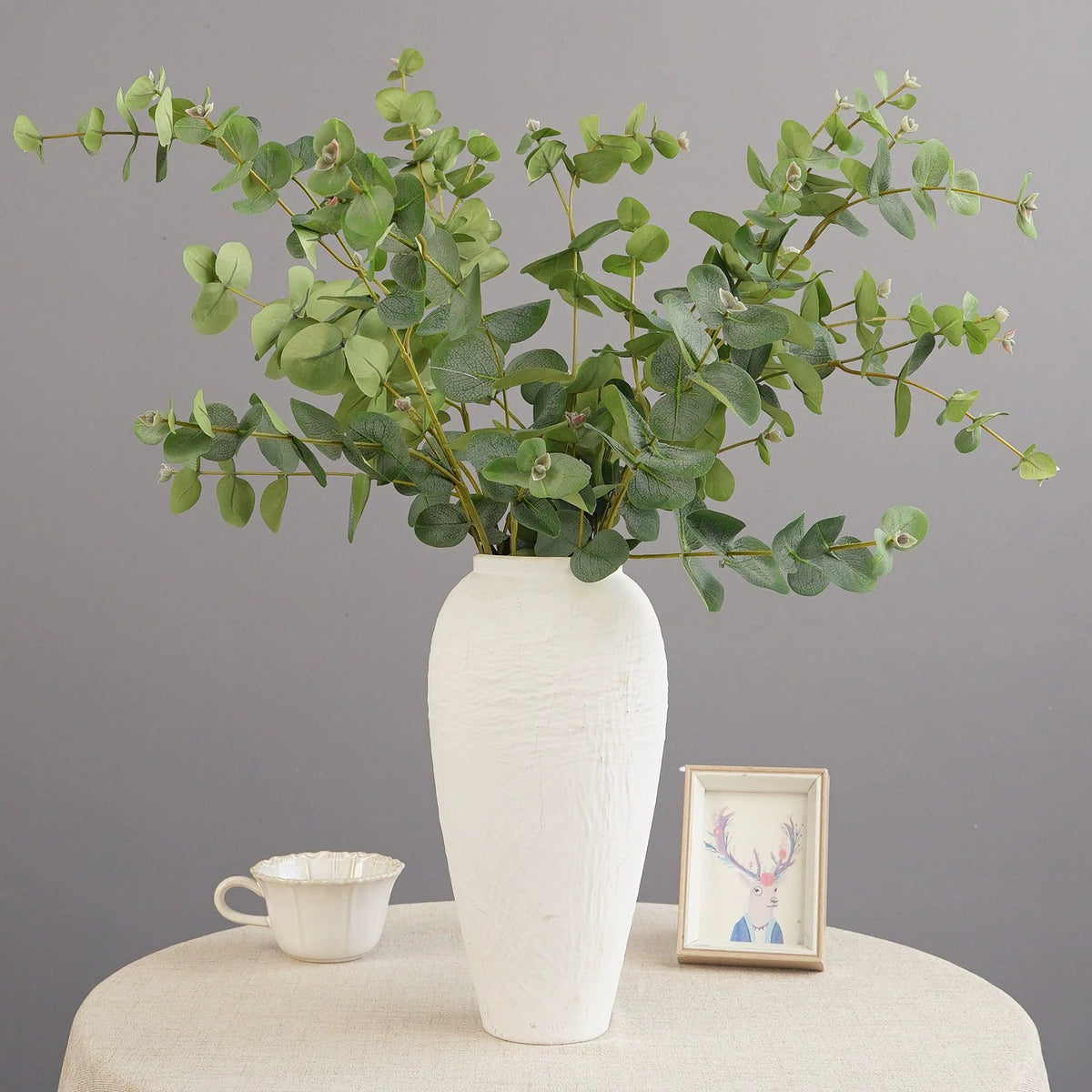 Künstliche Eukalyptus-Pflanze mit Münzblättern, 95 cm hoch, Seidenblätter, modern, für Hochzeiten, Dekoration, Büro, Zuhause