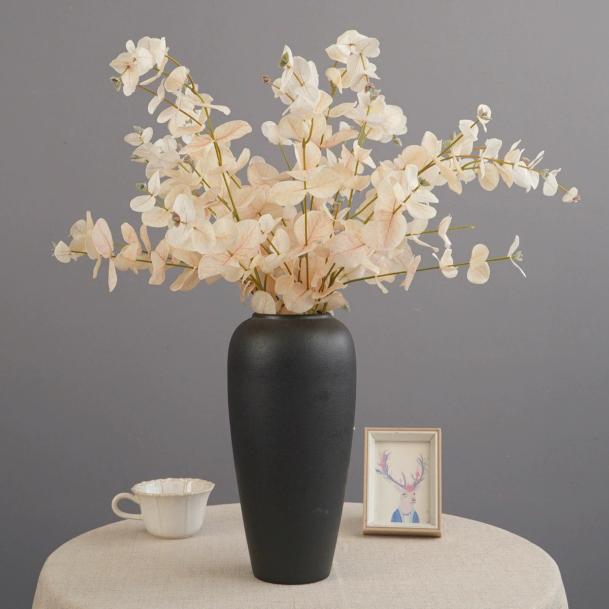 Künstliche Eukalyptus-Pflanze mit Münzblättern, 95 cm hoch, Seidenblätter, modern, für Hochzeiten, Dekoration, Büro, Zuhause