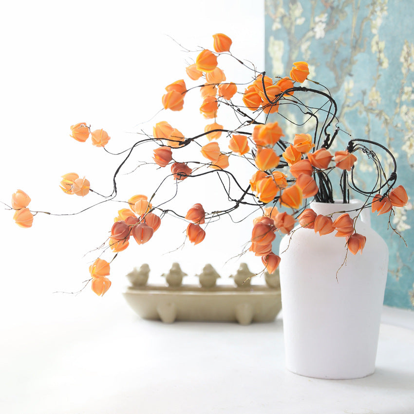 Künstliche Laternenfrucht-Zweige, 98 cm, Real-Touch, Vintage-Dekoration für Hochzeit, Geschäft, Zuhause, Blumenarrangement