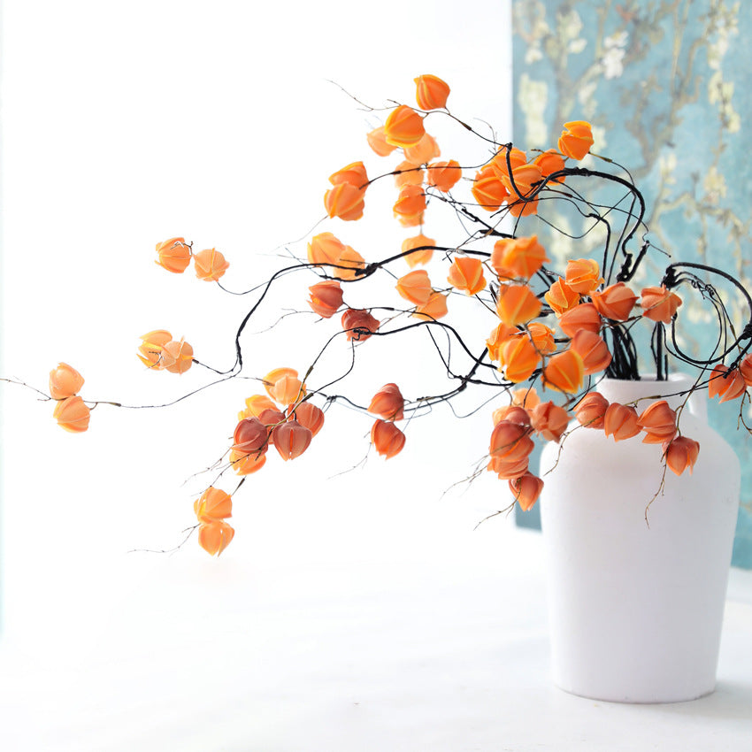 Künstliche Laternenfrucht-Zweige, 98 cm, Real-Touch, Vintage-Dekoration für Hochzeit, Geschäft, Zuhause, Blumenarrangement
