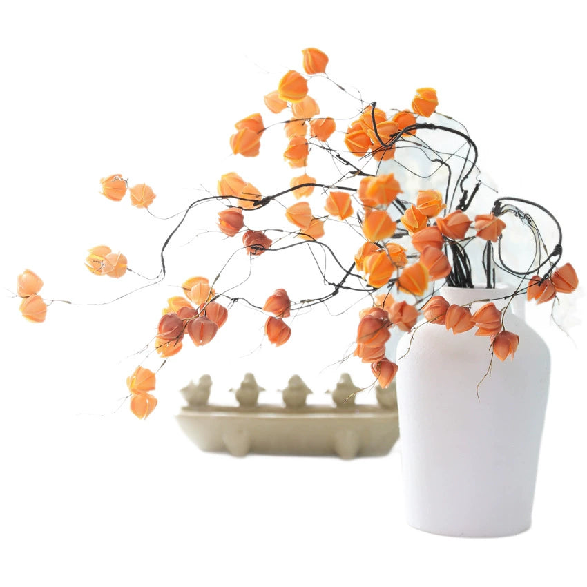 Künstliche Laternenfrucht-Zweige, 98 cm, Real-Touch, Vintage-Dekoration für Hochzeit, Geschäft, Zuhause, Blumenarrangement