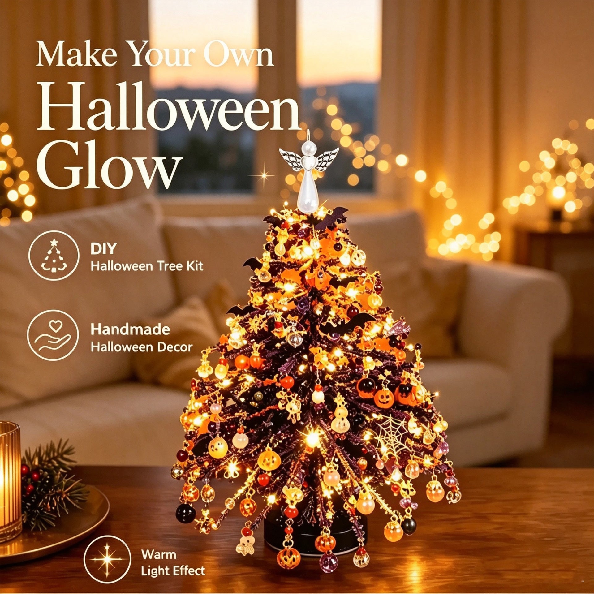 28 cm DIY Perlen-Weihnachtsbaum-Kit, künstlicher Tannenbaum mit Lichtern, Tischdekoration für Hochzeiten, Feiertage, Geschenke, Bastelset
