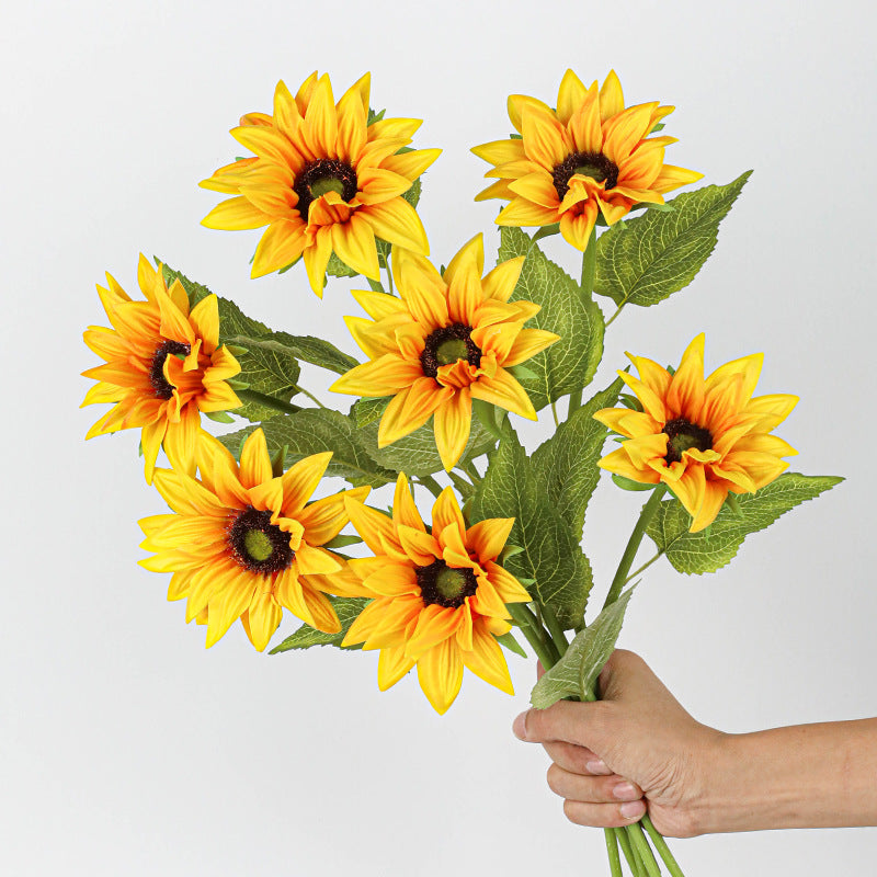 Künstliche Sonnenblume PU, 45 cm, 2 Stück, realistisch für Hochzeit, Hotel, Zuhause, Dekoration