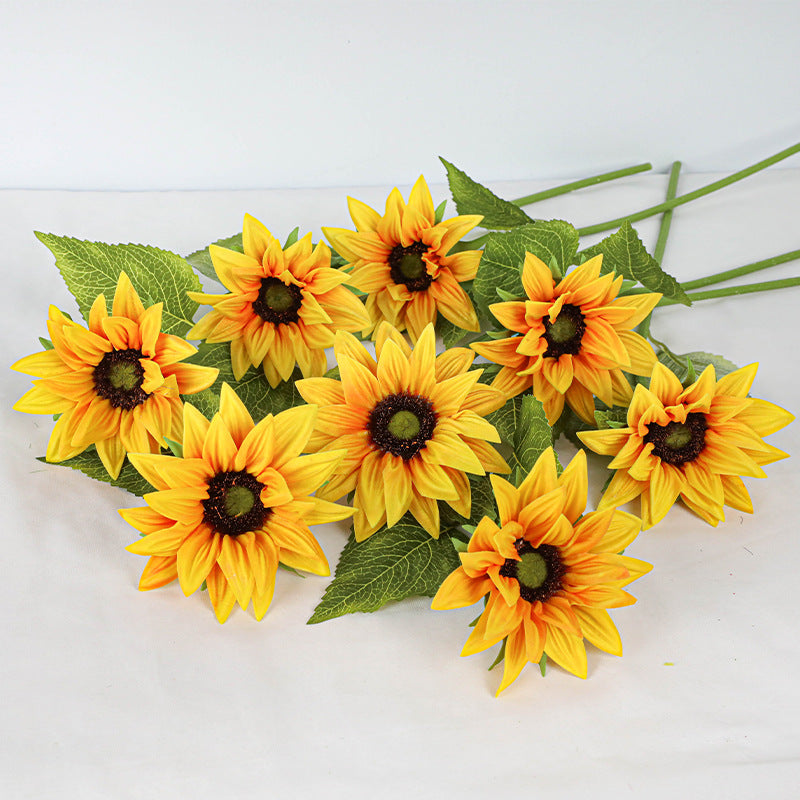 Künstliche Sonnenblume PU, 45 cm, 2 Stück, realistisch für Hochzeit, Hotel, Zuhause, Dekoration
