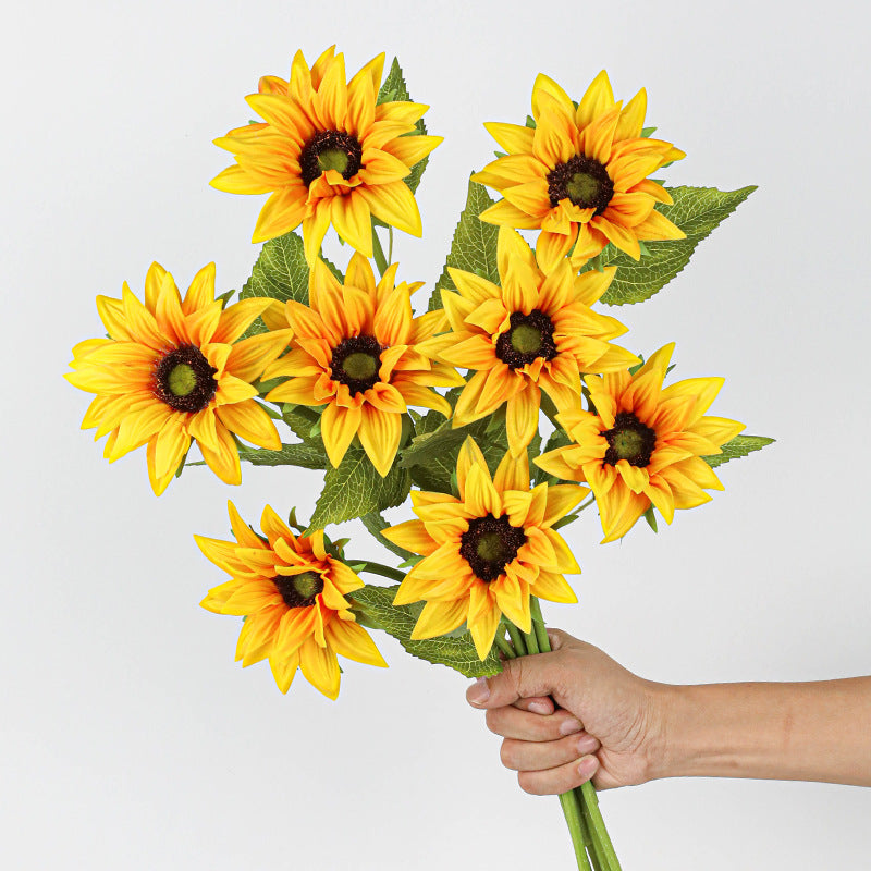 Künstliche Sonnenblume PU, 45 cm, 2 Stück, realistisch für Hochzeit, Hotel, Zuhause, Dekoration