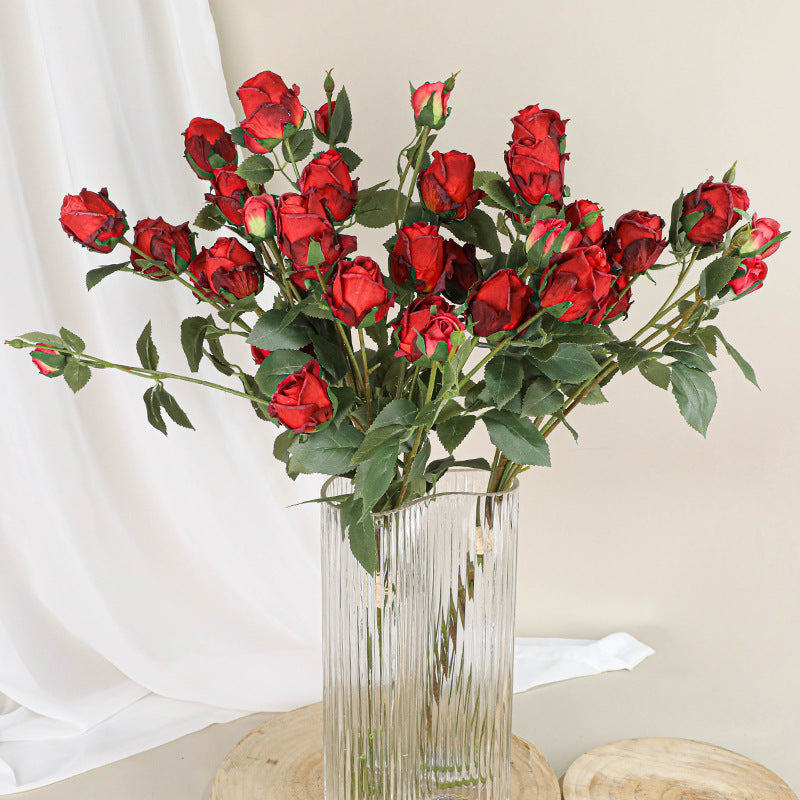 Künstliche Angola-Rosen, 26 cm, Seidenblumen, Vintage-Look, Real-Touch, für Hochzeiten, Home-Deko, Events, Floristik