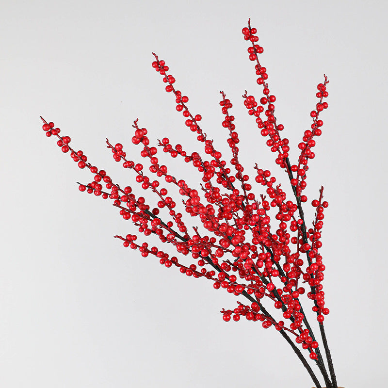Künstliche Stechpalmenzweige mit roten Beeren, 72 cm lang, Winter-Dekoration, Hochzeitsfloristik, Grabschmuck, ganzjähriger Wohnaccessoire