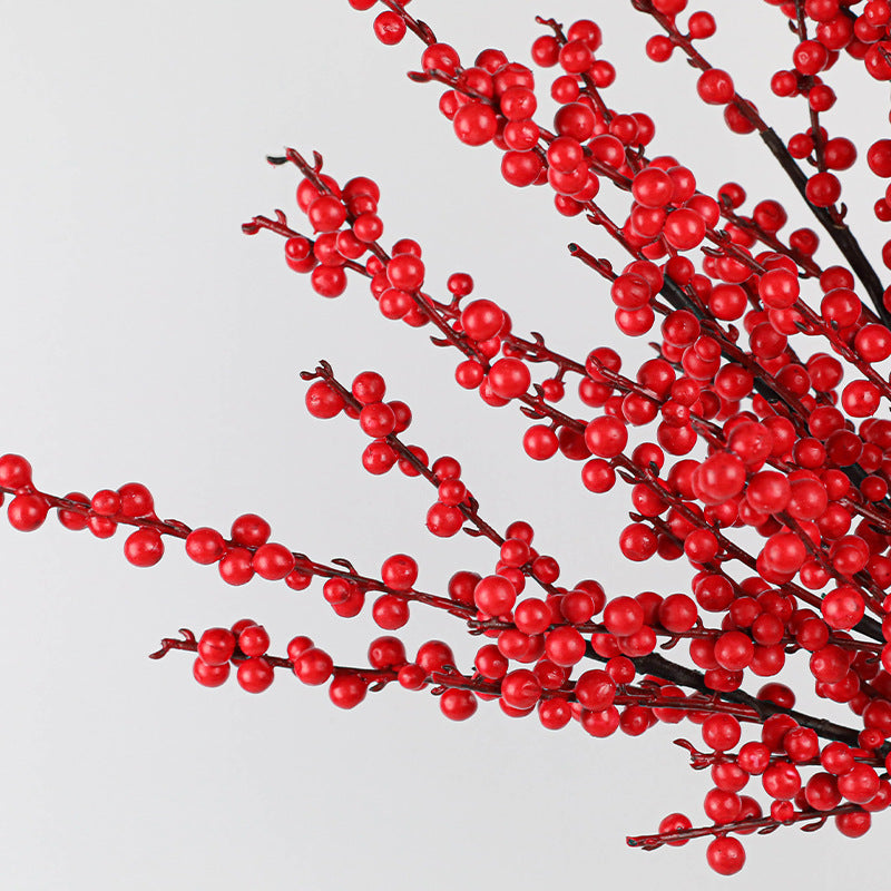 Künstliche Stechpalmenzweige mit roten Beeren, 72 cm lang, Winter-Dekoration, Hochzeitsfloristik, Grabschmuck, ganzjähriger Wohnaccessoire