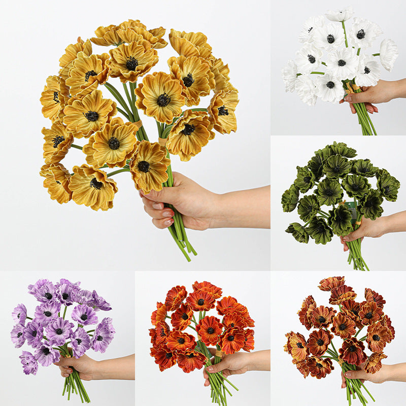 Künstliche Mohnblumen (Papaver) aus PU, 6 Blüten, 30 cm lang, realistisch für Hochzeit, Hotel, Herbstdekoration