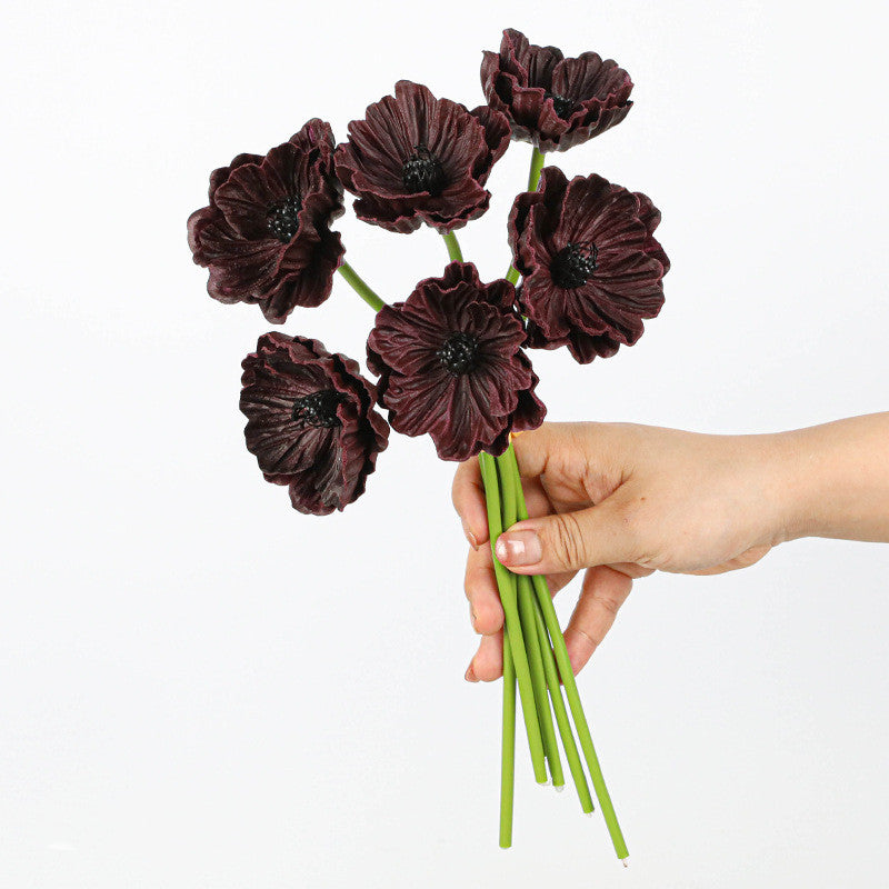 Künstliche Mohnblumen (Papaver) aus PU, 6 Blüten, 30 cm lang, realistisch für Hochzeit, Hotel, Herbstdekoration