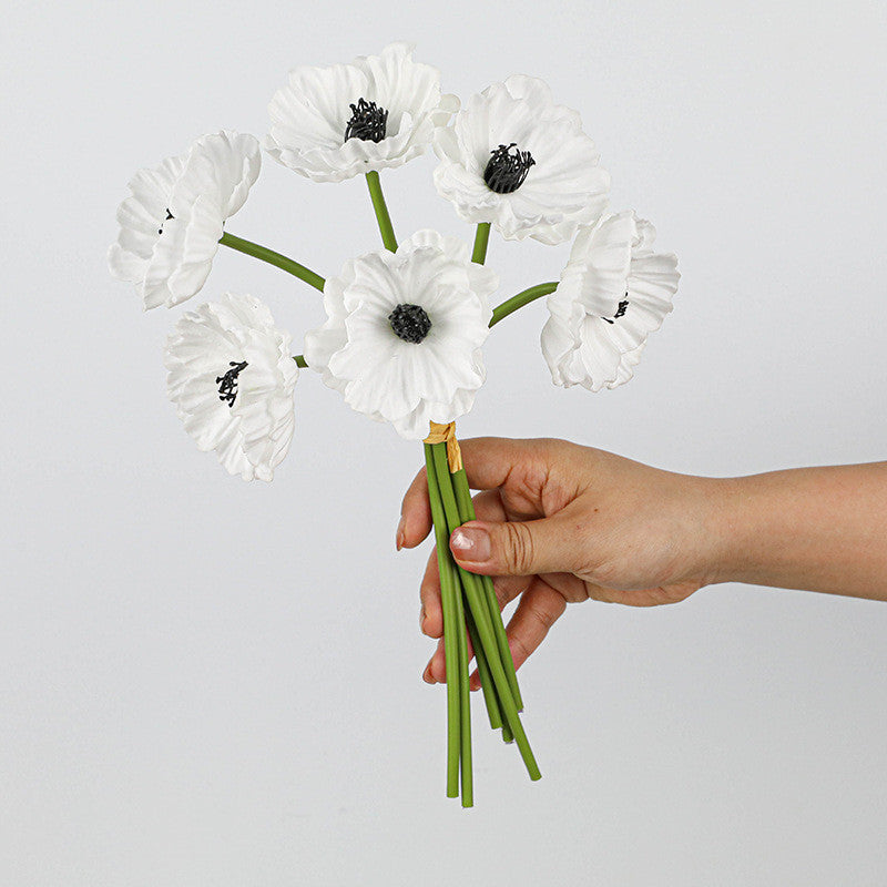 Künstliche Mohnblumen (Papaver) aus PU, 6 Blüten, 30 cm lang, realistisch für Hochzeit, Hotel, Herbstdekoration
