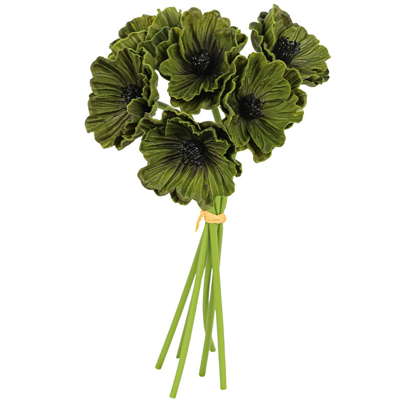Künstliche Mohnblumen (Papaver) aus PU, 6 Blüten, 30 cm lang, realistisch für Hochzeit, Hotel, Herbstdekoration