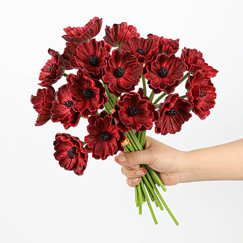 Künstliche Mohnblumen (Papaver) aus PU, 6 Blüten, 30 cm lang, realistisch für Hochzeit, Hotel, Herbstdekoration