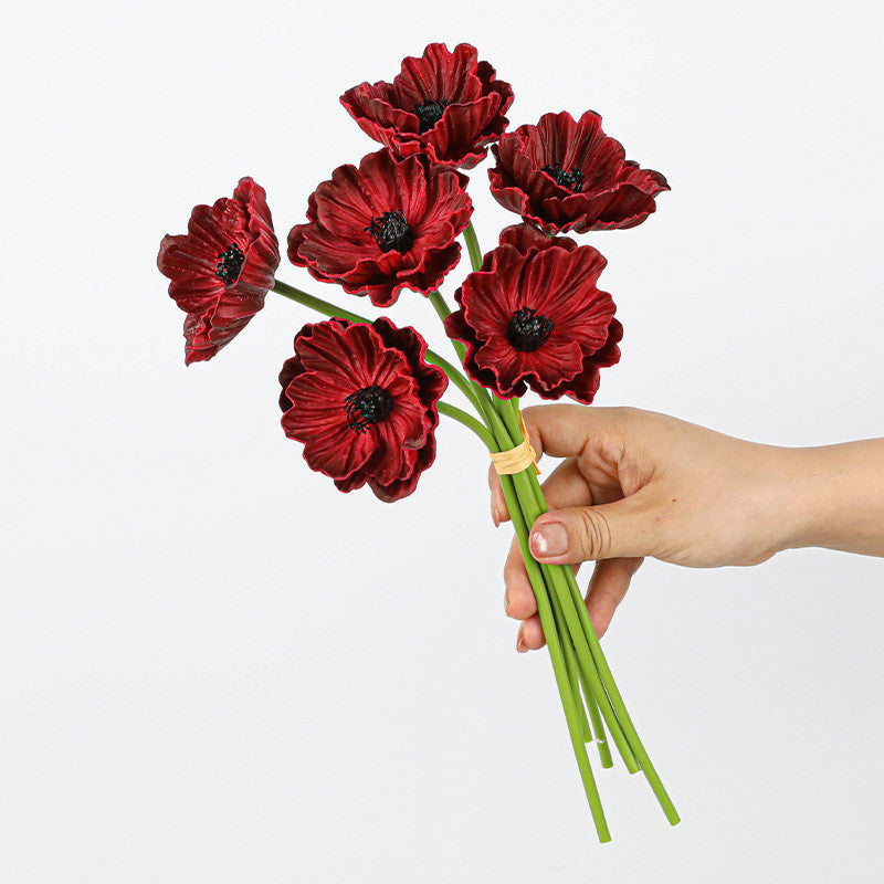 Künstliche Mohnblumen (Papaver) aus PU, 6 Blüten, 30 cm lang, realistisch für Hochzeit, Hotel, Herbstdekoration