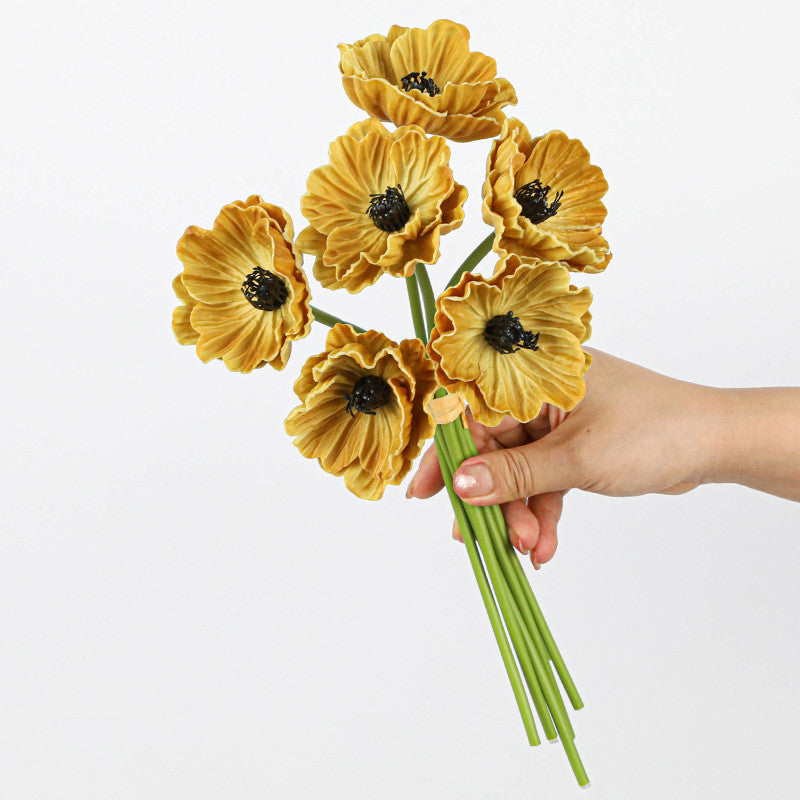 Künstliche Mohnblumen (Papaver) aus PU, 6 Blüten, 30 cm lang, realistisch für Hochzeit, Hotel, Herbstdekoration